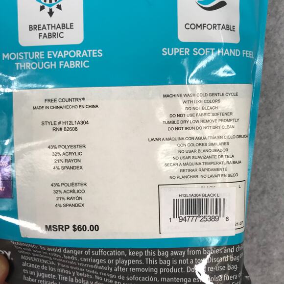 Free Country Thermal Top 2 Pack Large Mirotech Silvadur Wicking Dry Warm Soft - Picture 8 of 9